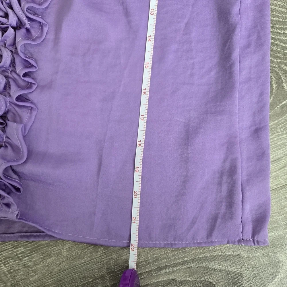 CeCe Lattice Raglan Sleeve Top Slate Lavender Size Xs  Ruffle‎ Blouse